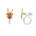 girl nation santa's reindeer CLIP ON earrings