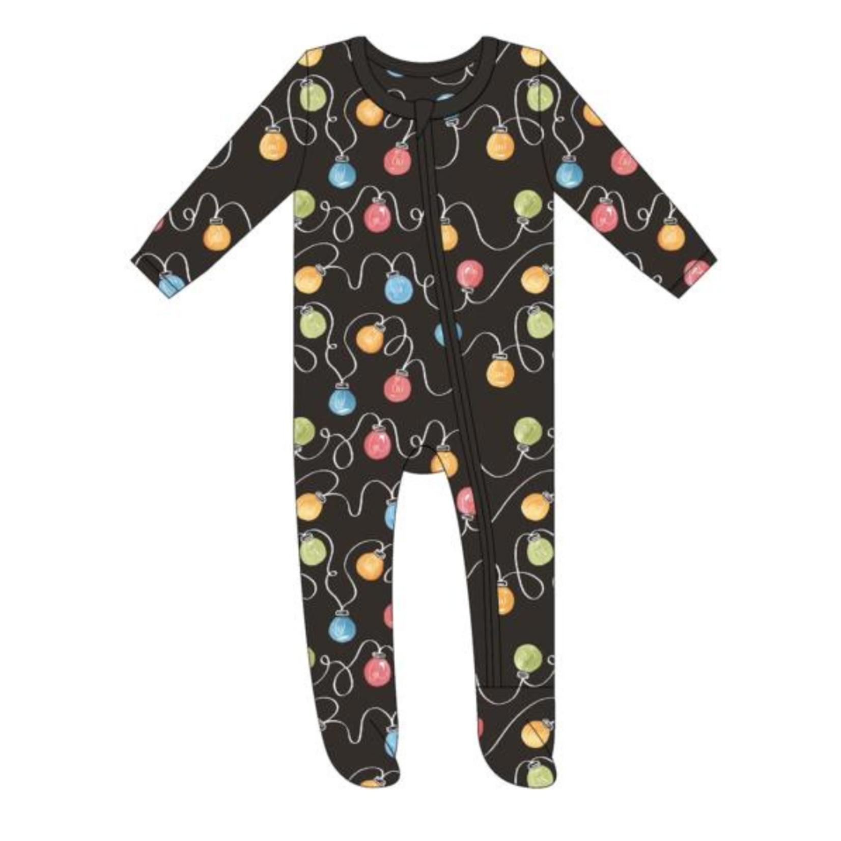 joss + j black ruffle holiday lights jammies