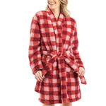 katydid pink & red sherpa bath robe