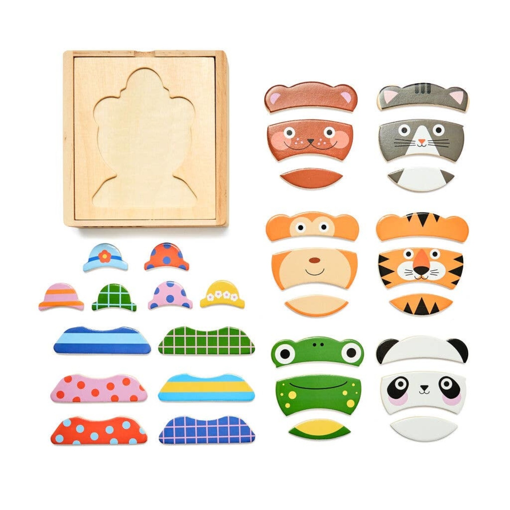 kikkerland animal mix up! wooden puzzle