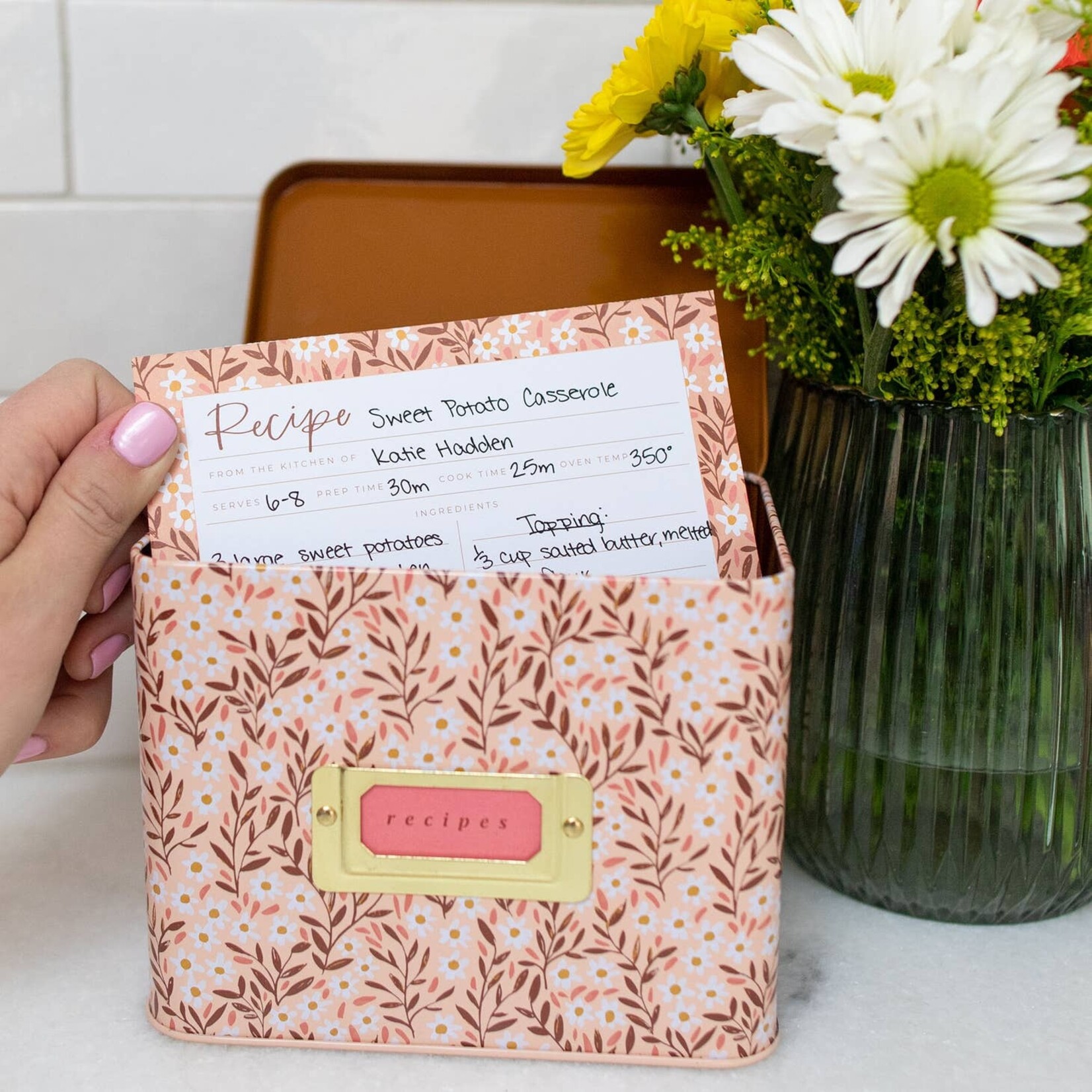 1canoe2 pink floral recipe box