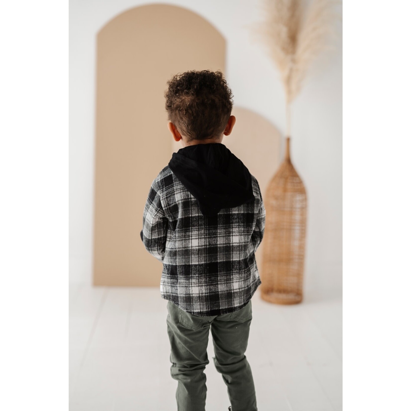 baby sprouts black plaid hooded shacked