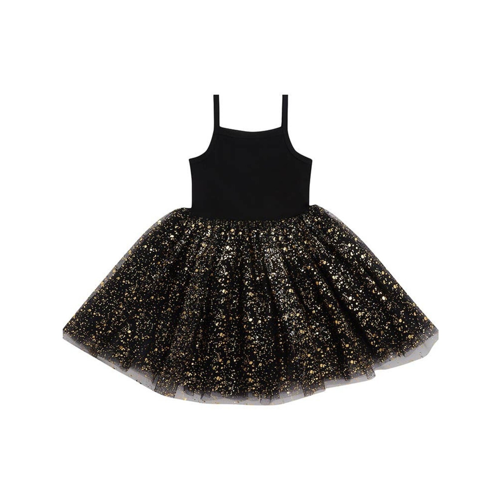 bob & blossom black & gold sparkle dress