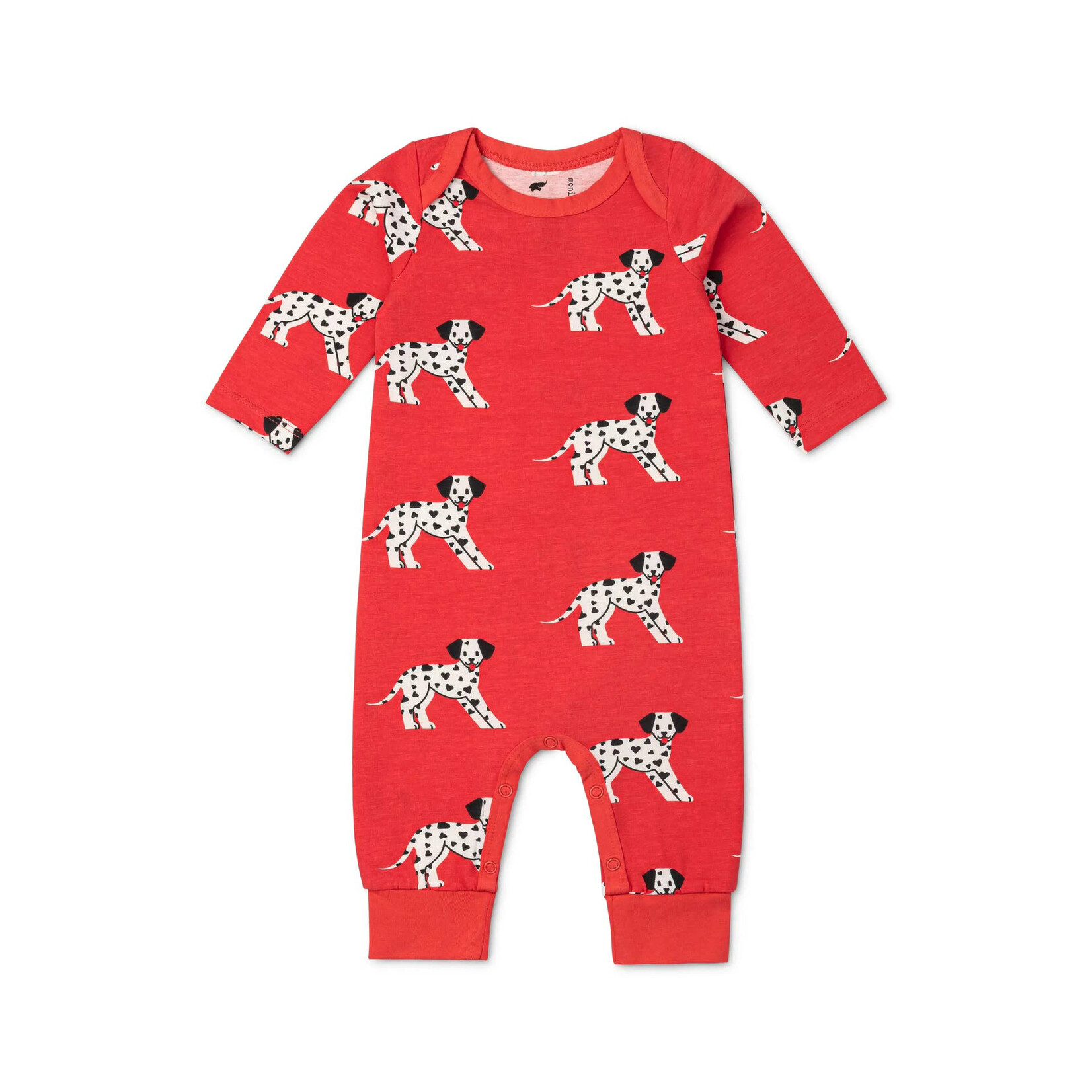monica + andy red dalmation playsuit