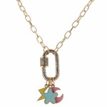 jane marie moon and lightening carabiner charm necklace