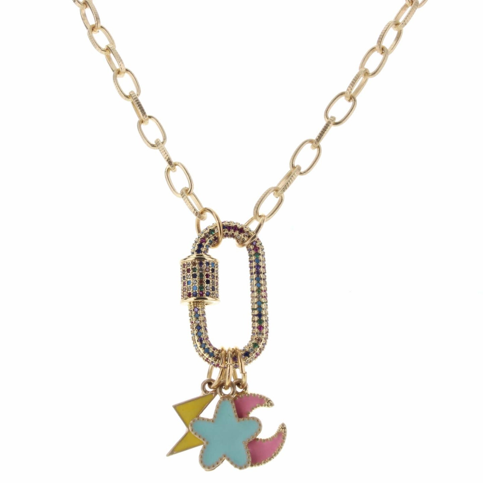 jane marie moon and lightening carabiner charm necklace