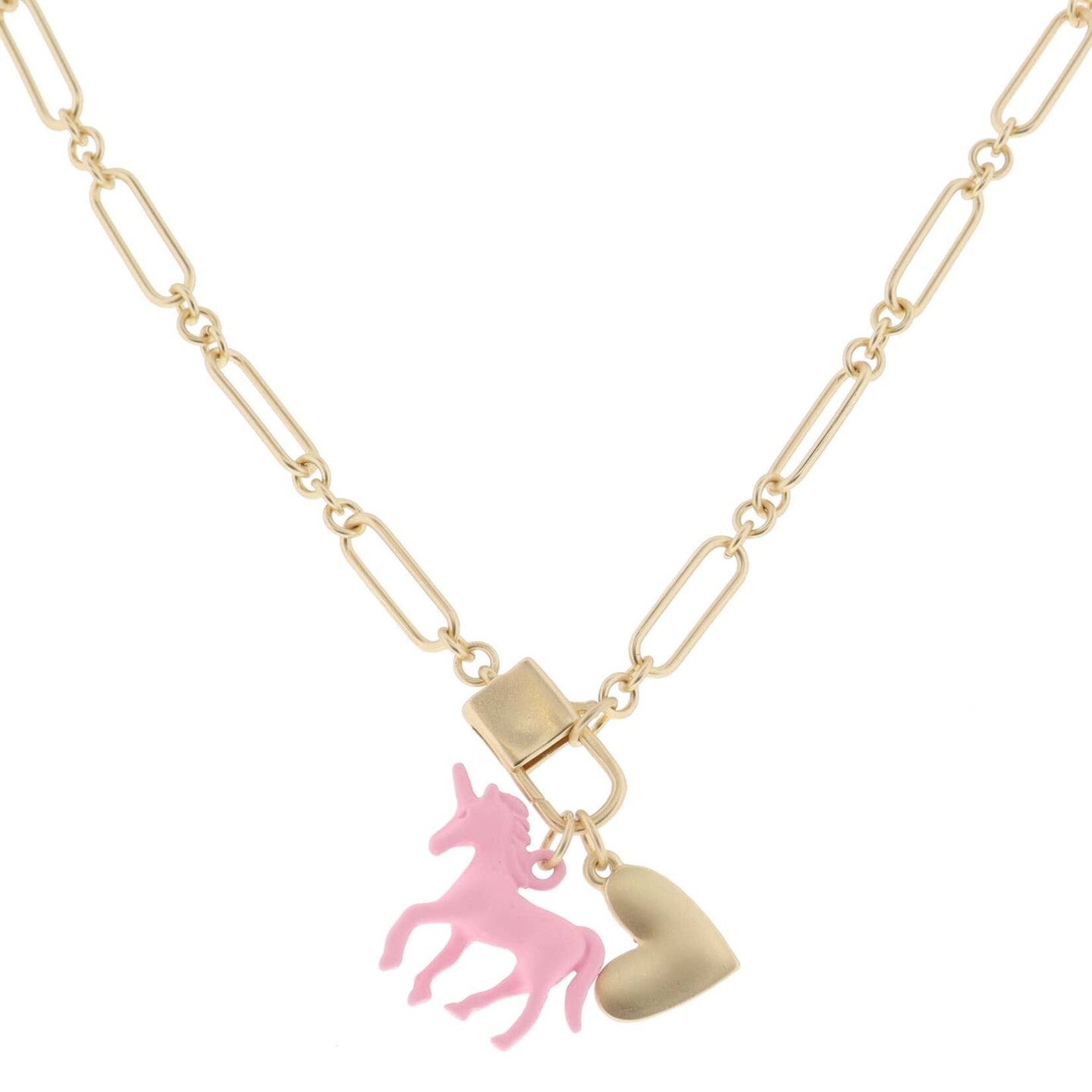 jane marie pink unicorn heart charm necklace