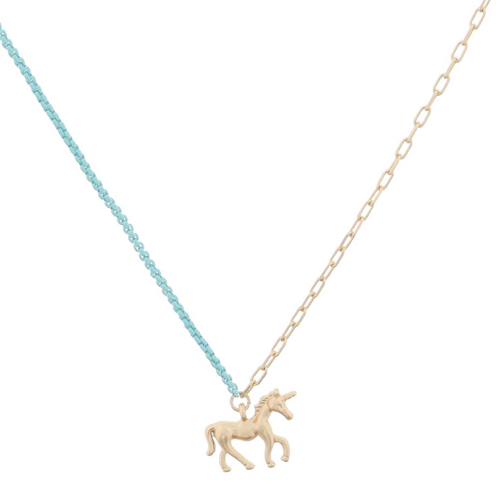 jane marie blue and gold unicorn necklace
