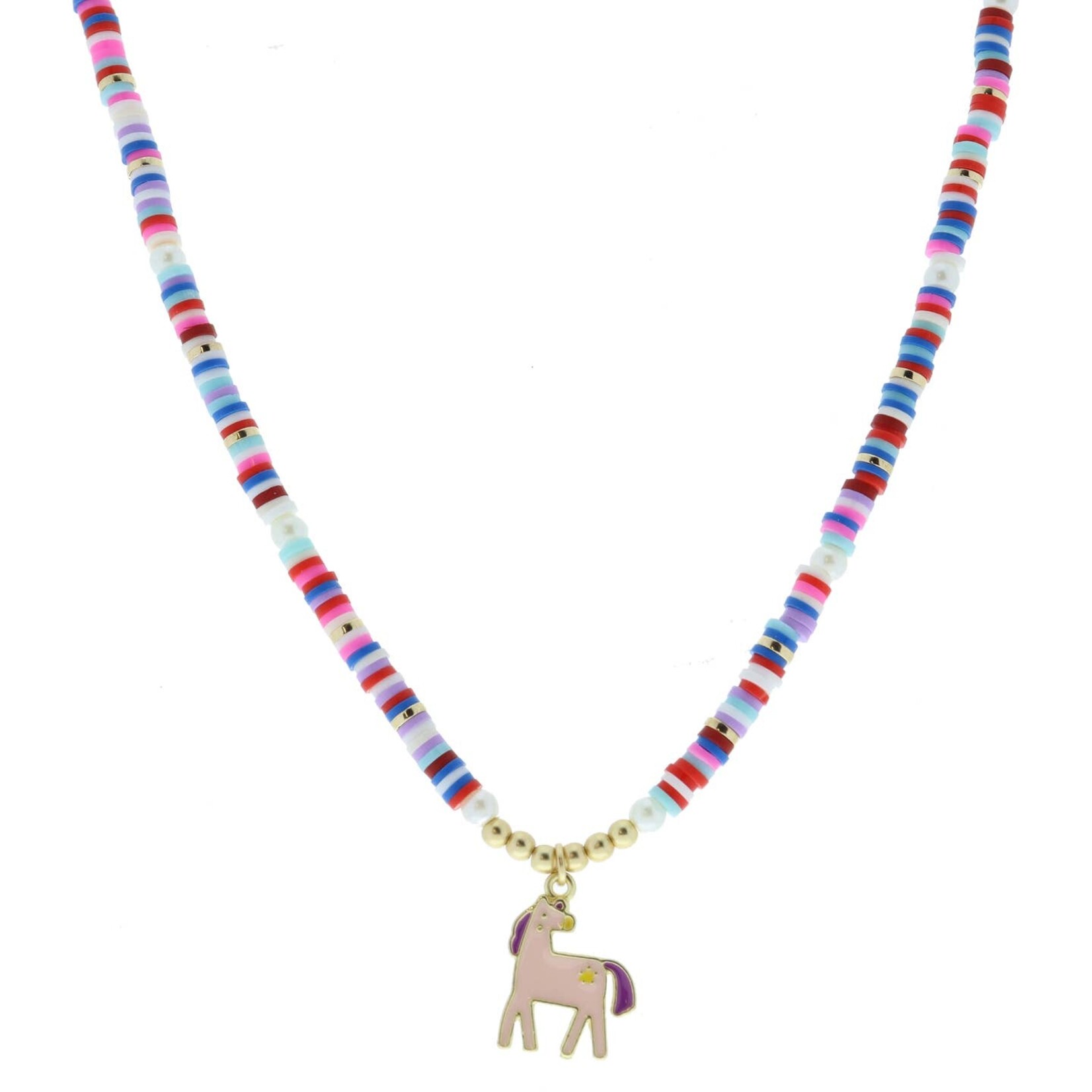 jane marie pink horse beaded necklace