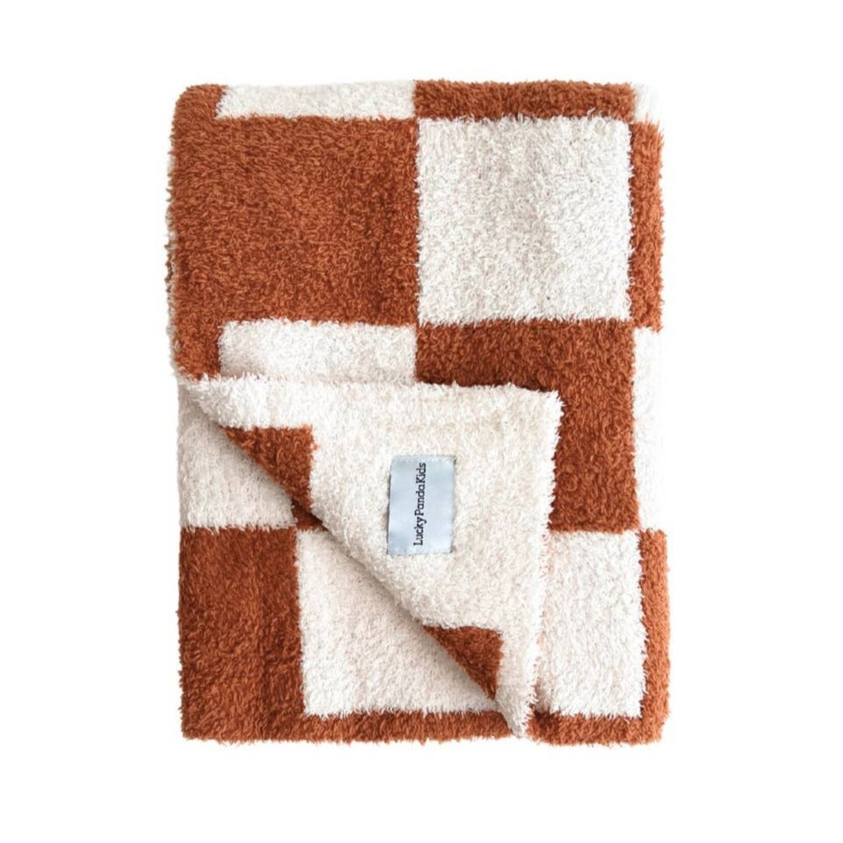 lucky panda kids copper checked baby blanket