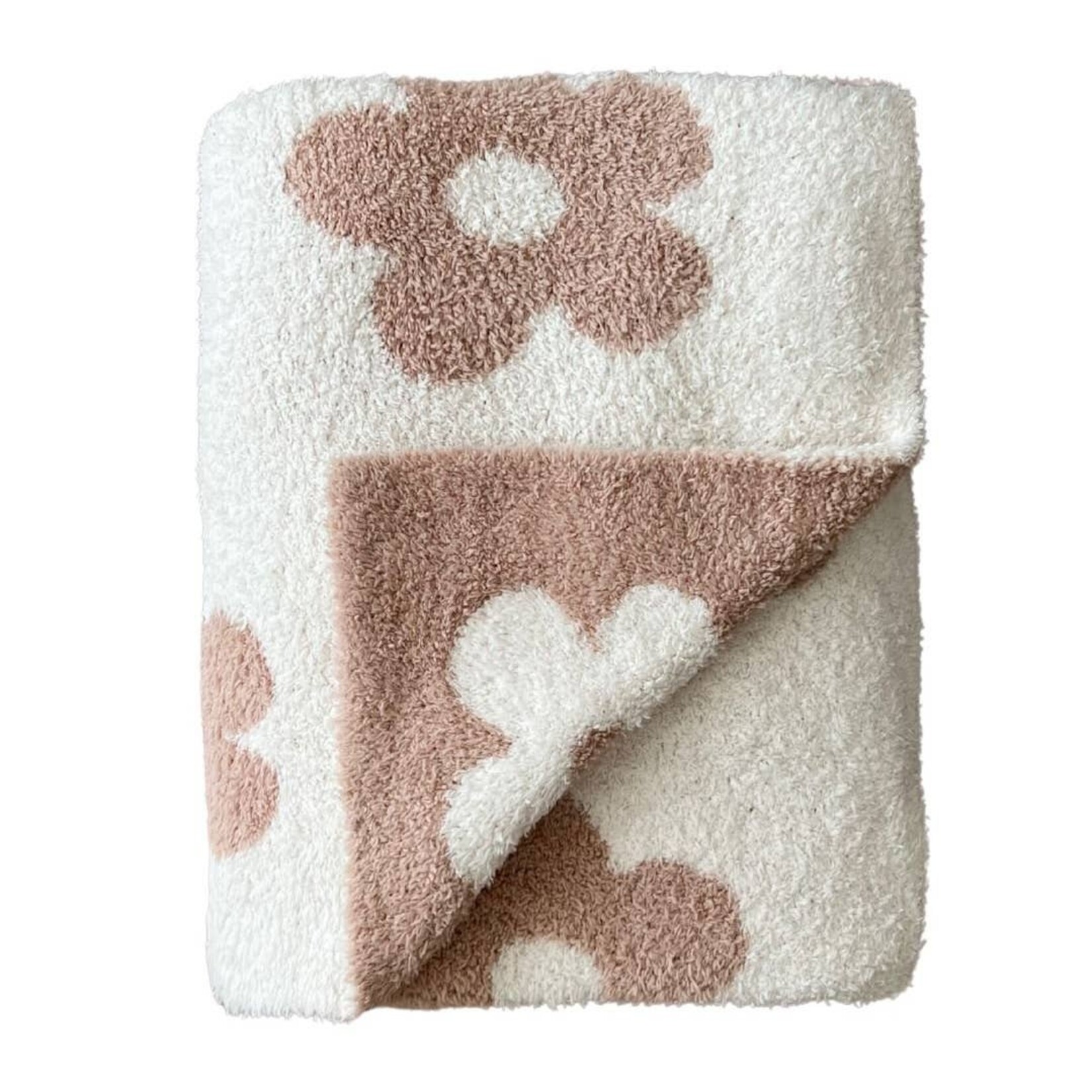 lucky panda kids tan flower baby blanket