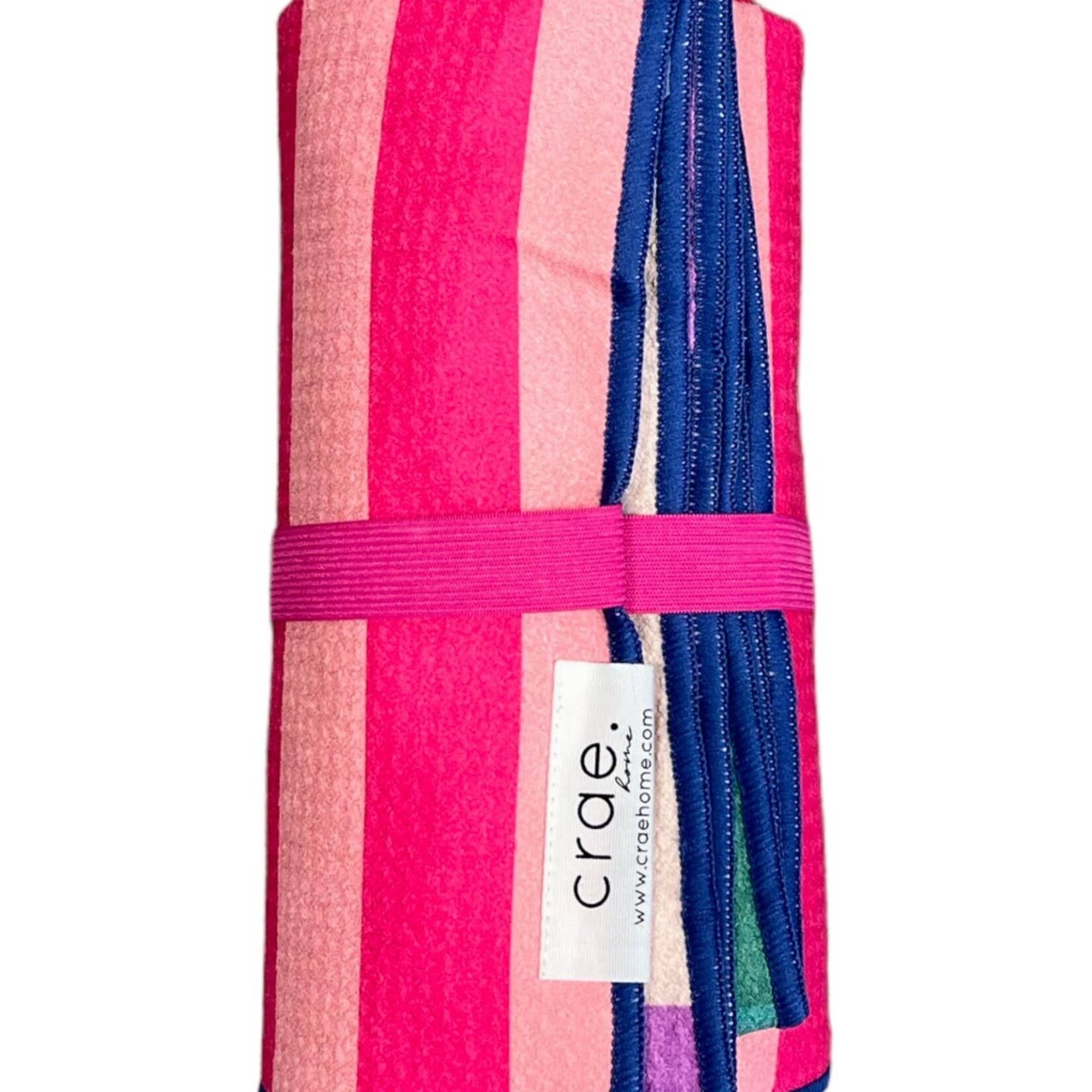 crae. home piper pink stripe REVERSIBLE pool towel
