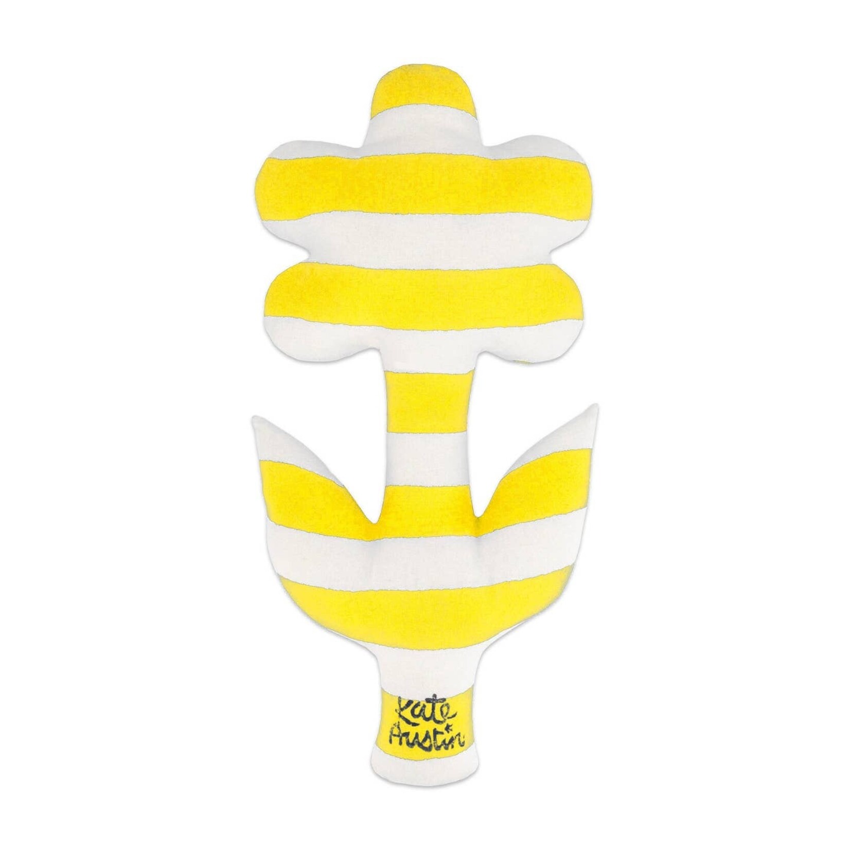 kate austin designs yellow stripe flower pillow