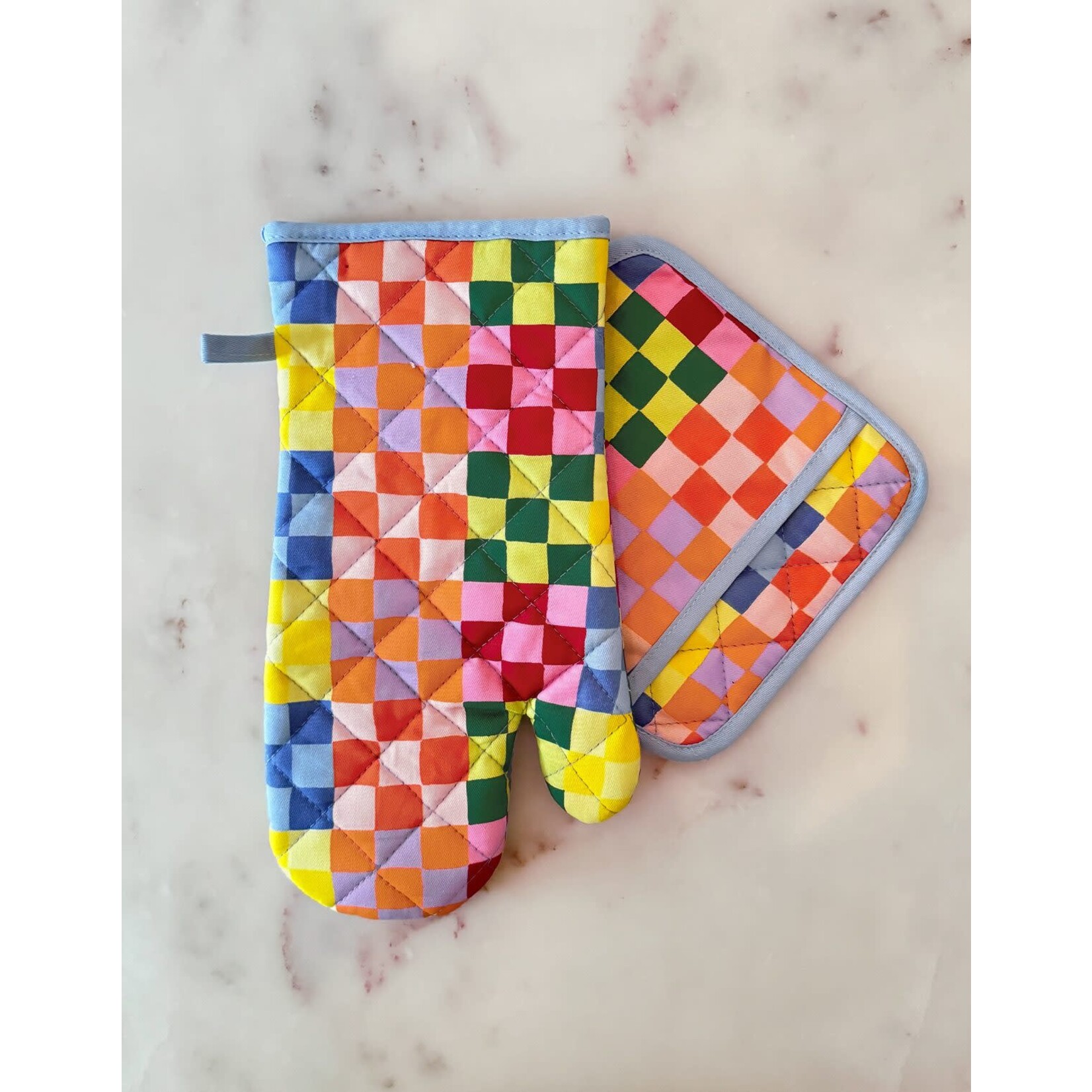 idlewild co. rainbow check oven mitt & potholder