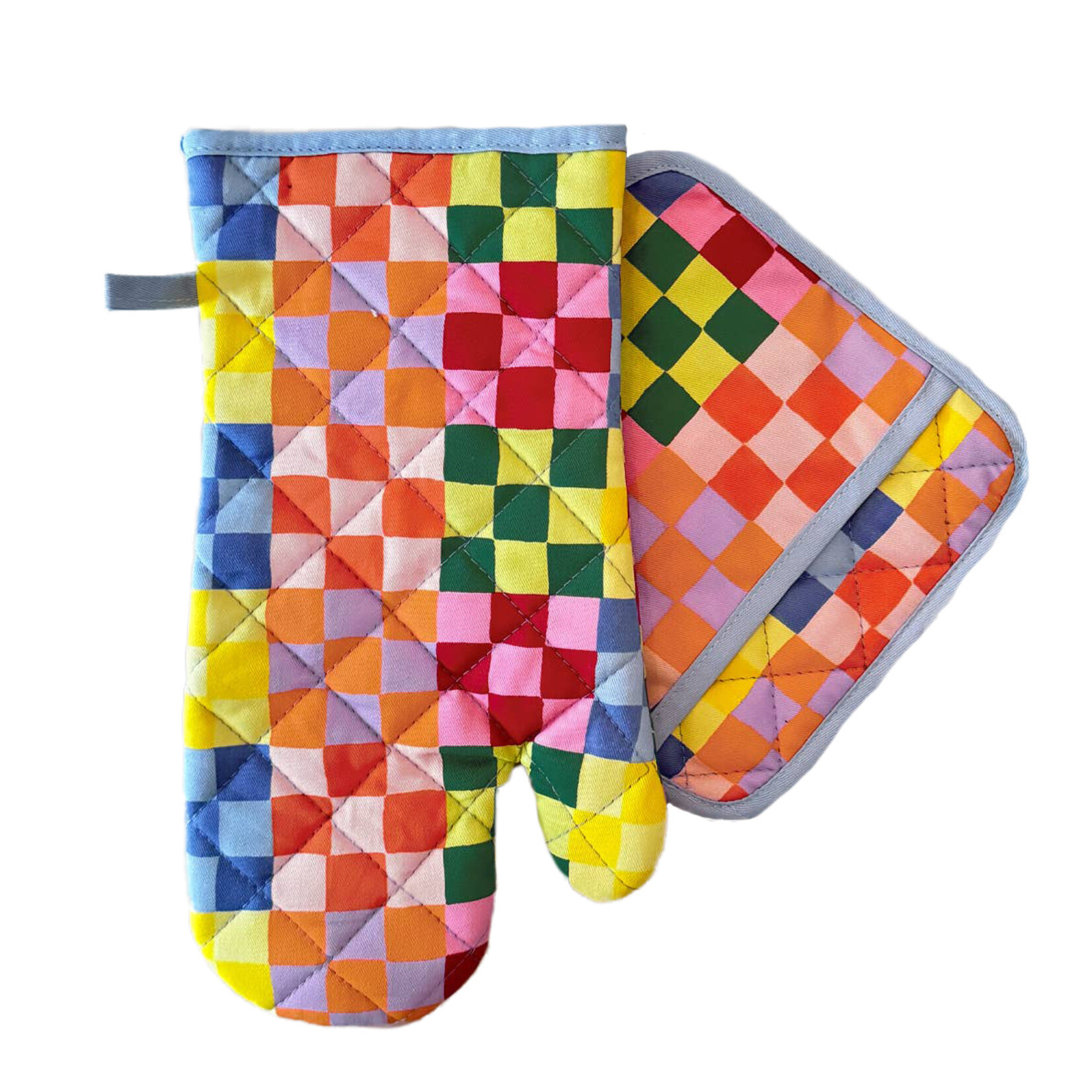 idlewild co. rainbow check oven mitt & potholder