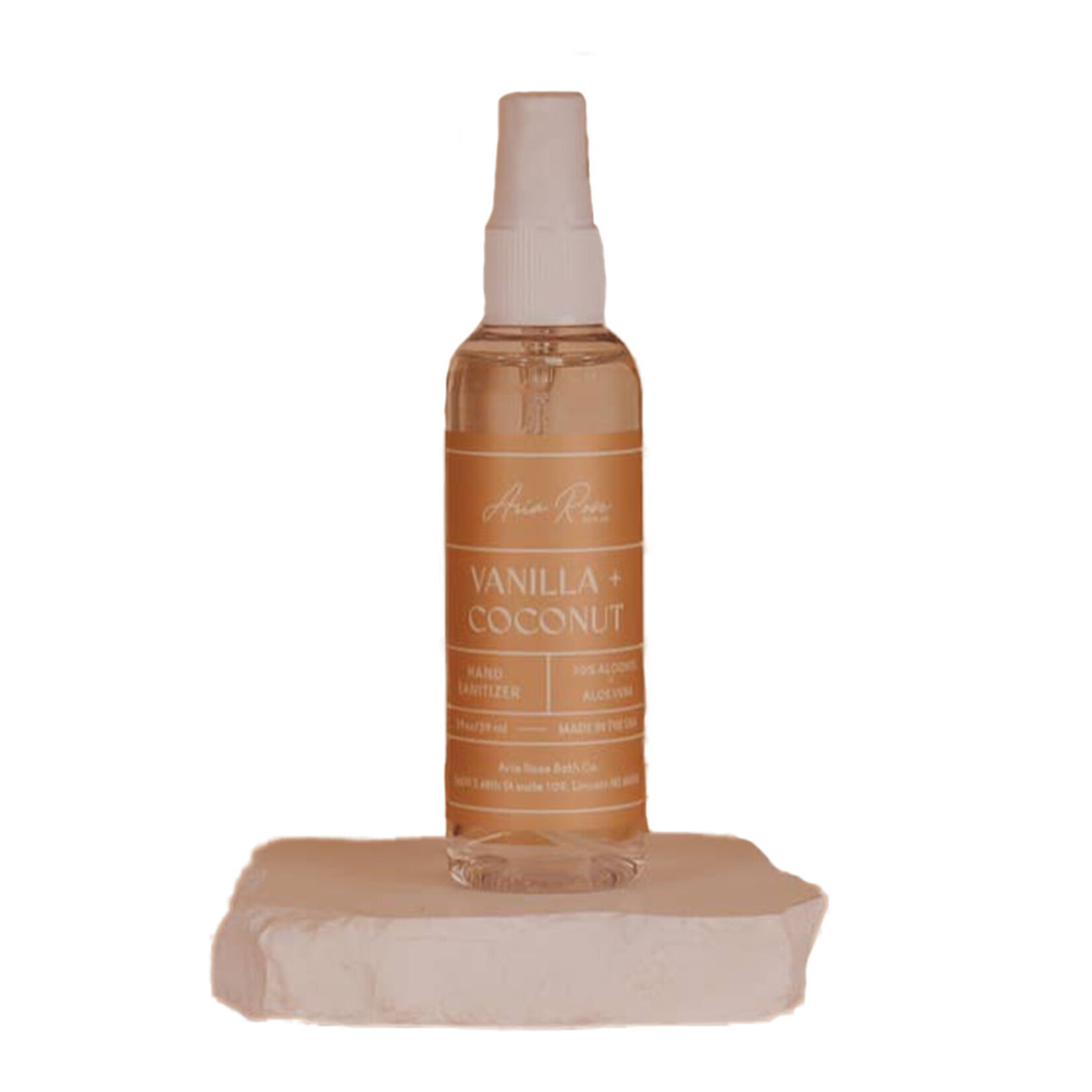 aria rose vanilla + coconut hand sanitizer