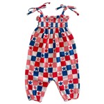 SIIX pink star checkerboard jumpsuit - 4th of july - 2 yr
