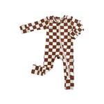 SIIX brown checkerboard footie - 3-6 mo