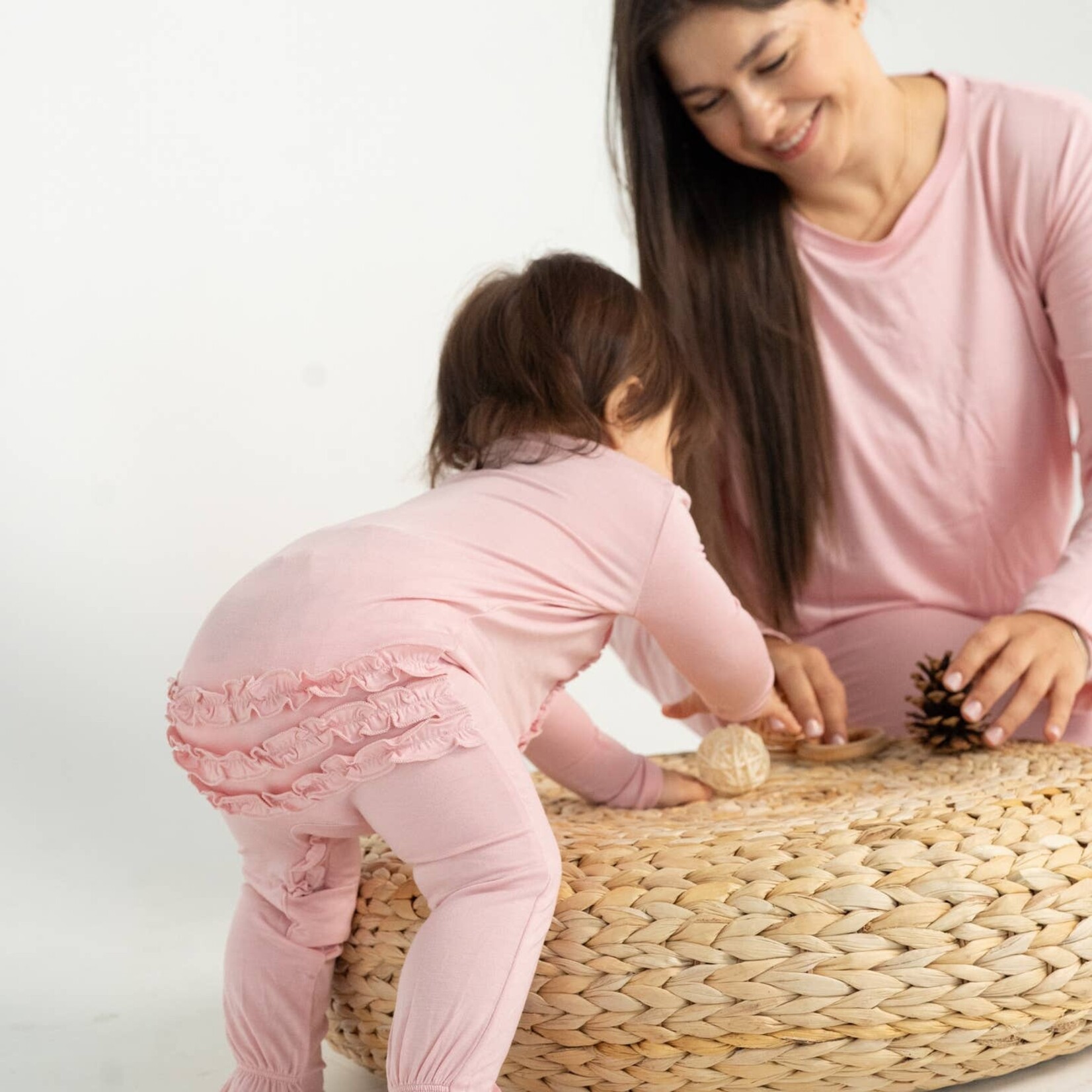 silkberry baby pink ruffle sleeper