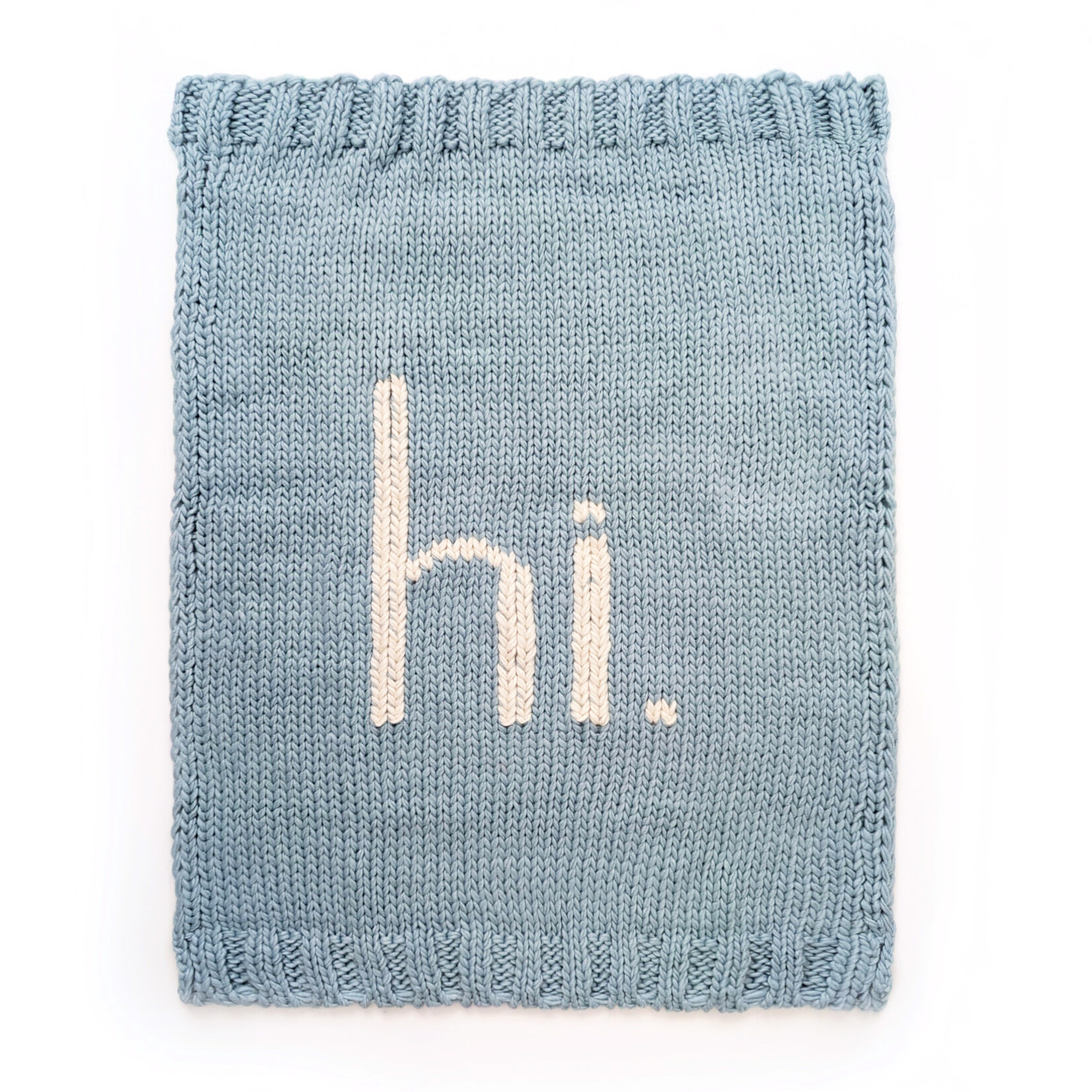huggalugs hi. blue knit blanket