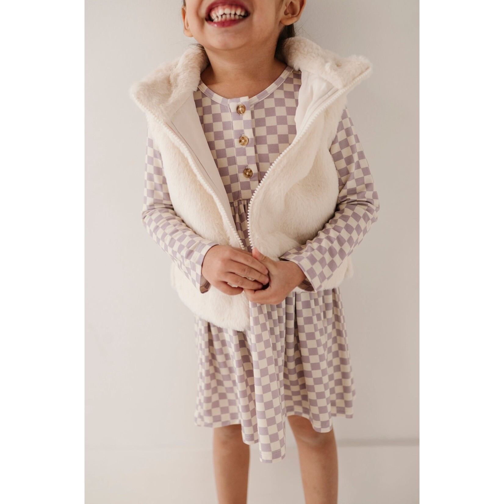 baby sprouts cream fur vest