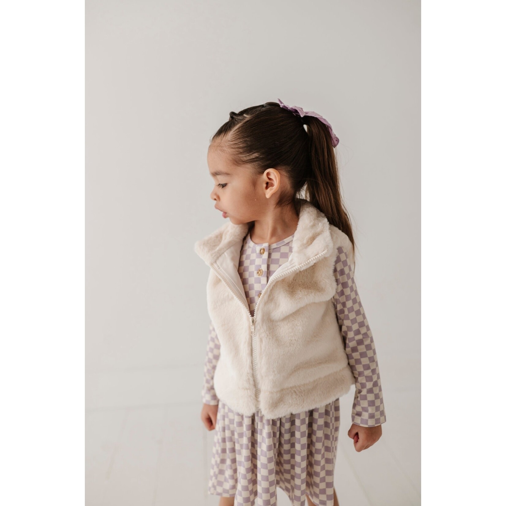 baby sprouts cream fur vest