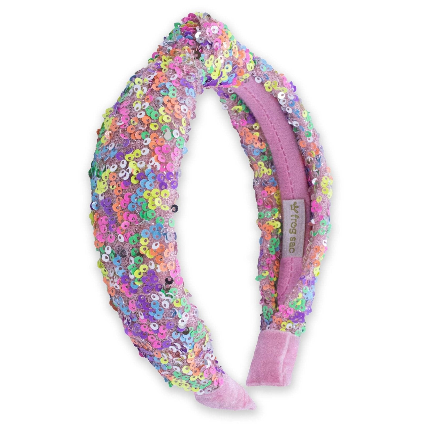 frog sac rainbow sequin knot headband