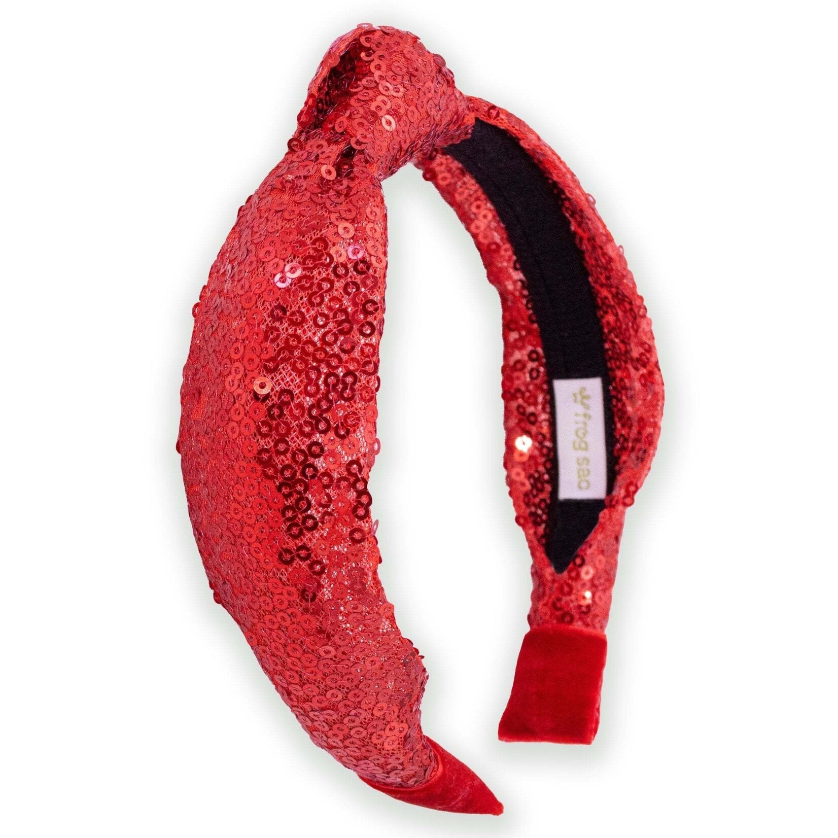 frog sac red sequin knot headband
