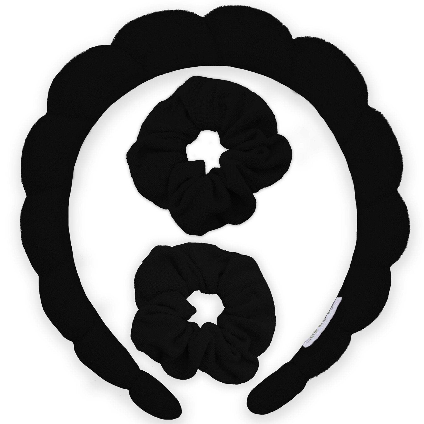frog sac black spa headband & scrunchie wristbands