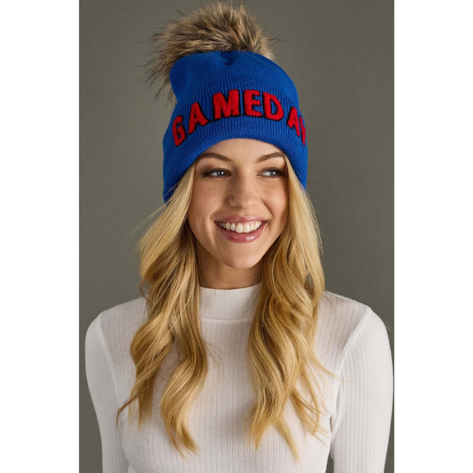 panache apparel blue game day beanie