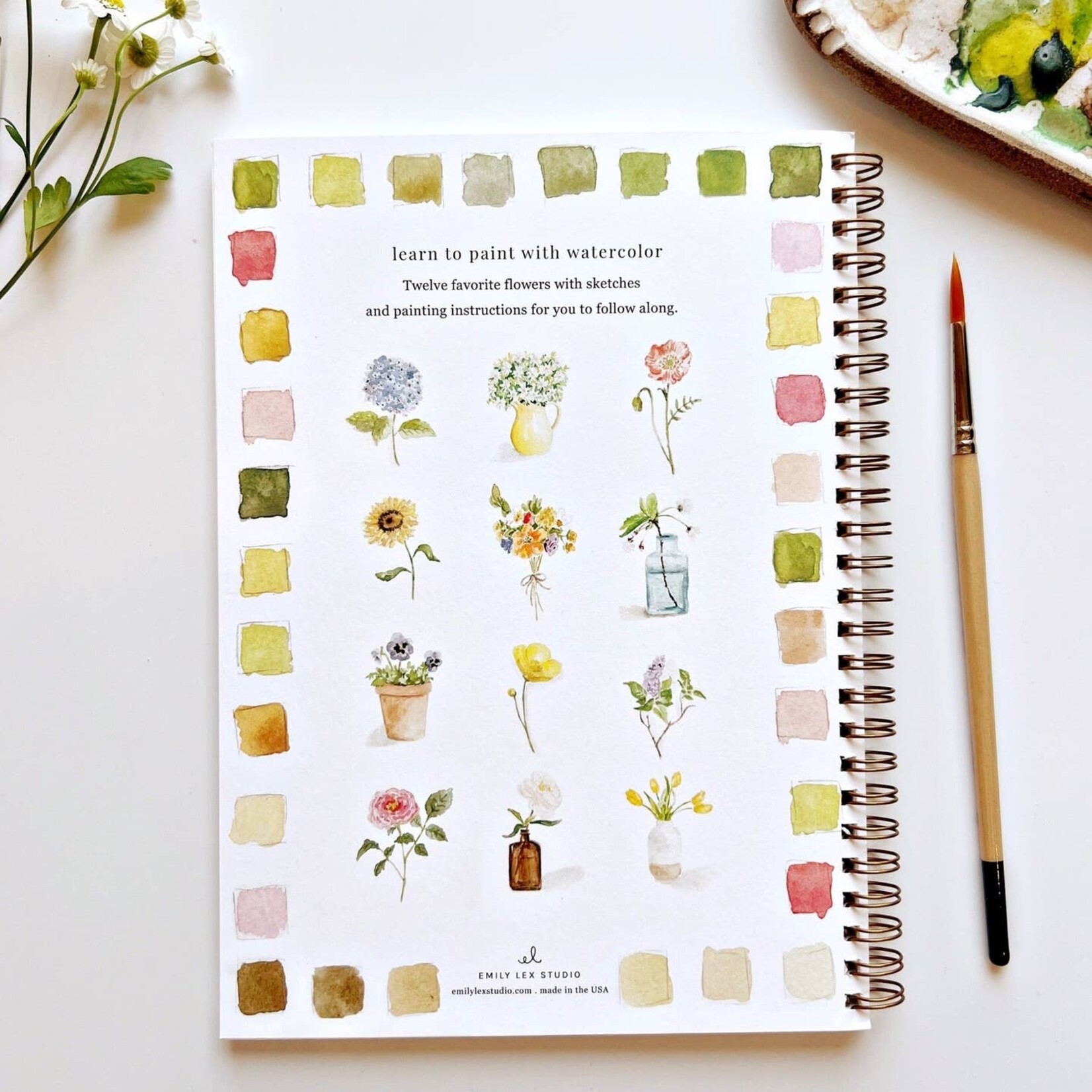 emily lex studios FLOWERS watercolor workbook