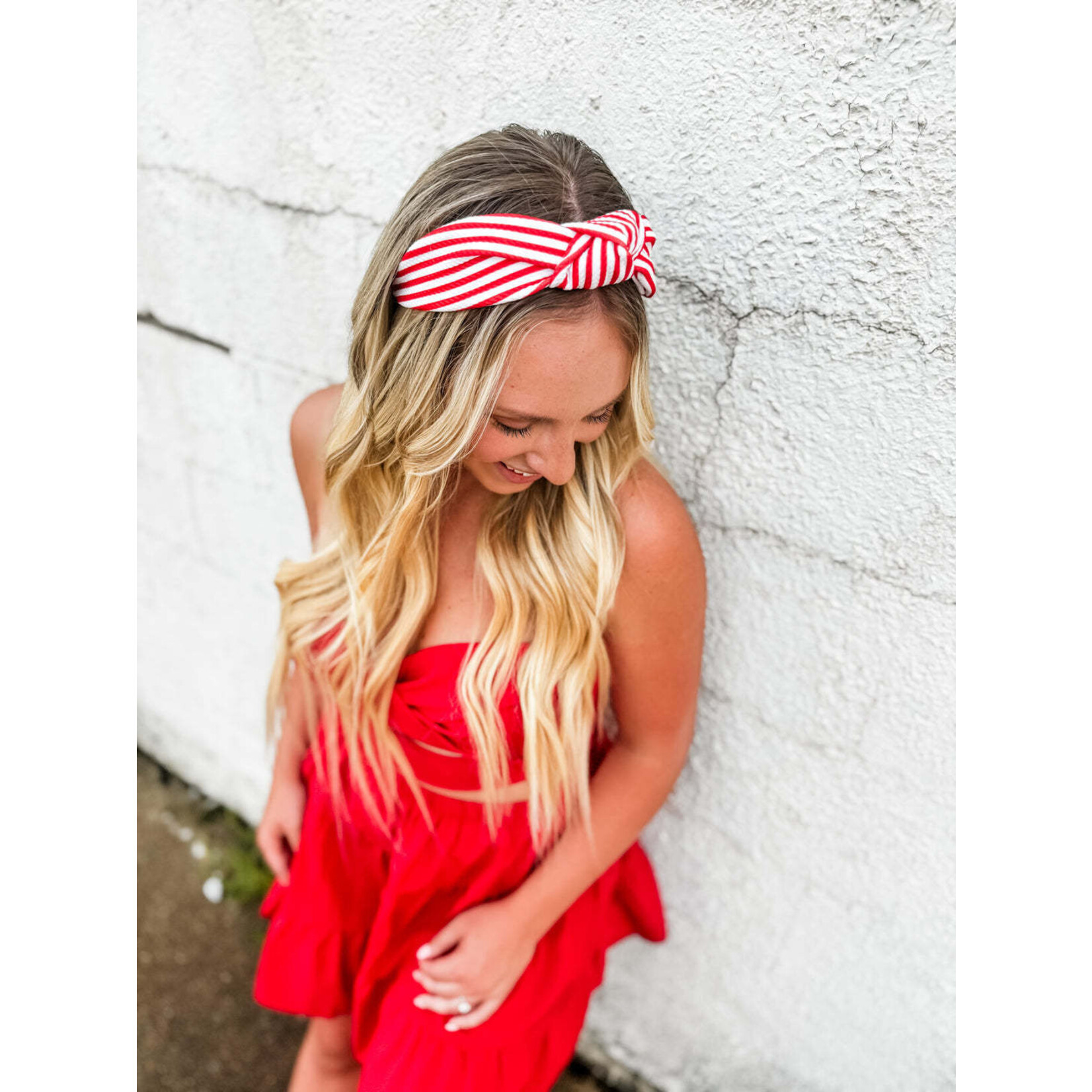 ruby red co. red & white knot headband
