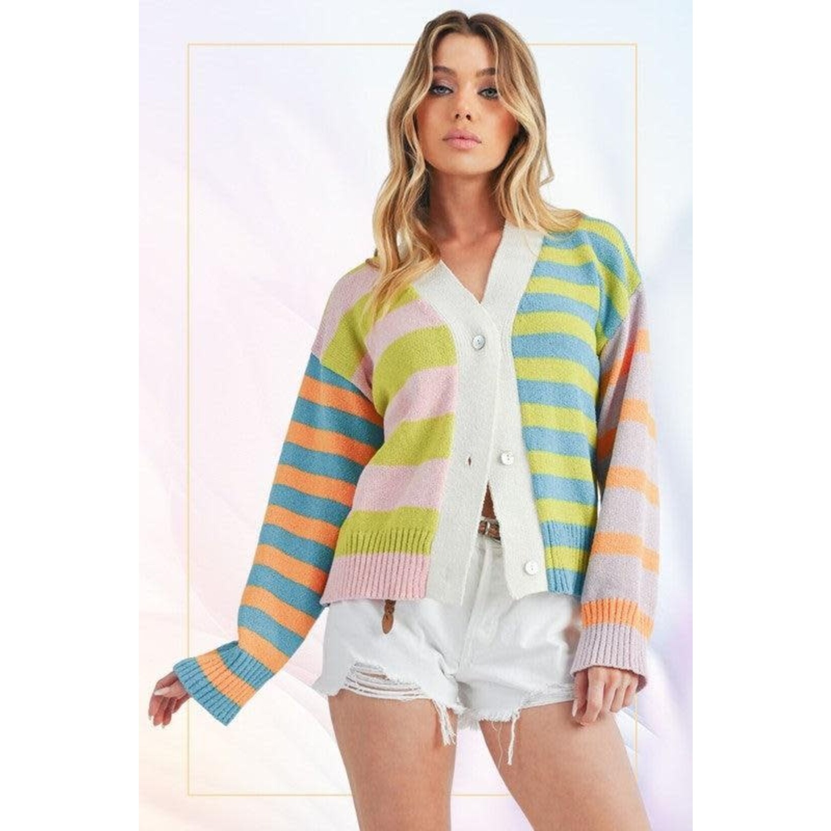 aemi + co stripe cardigan
