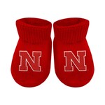 creative knitwear red NEBRASKA newborn booties
