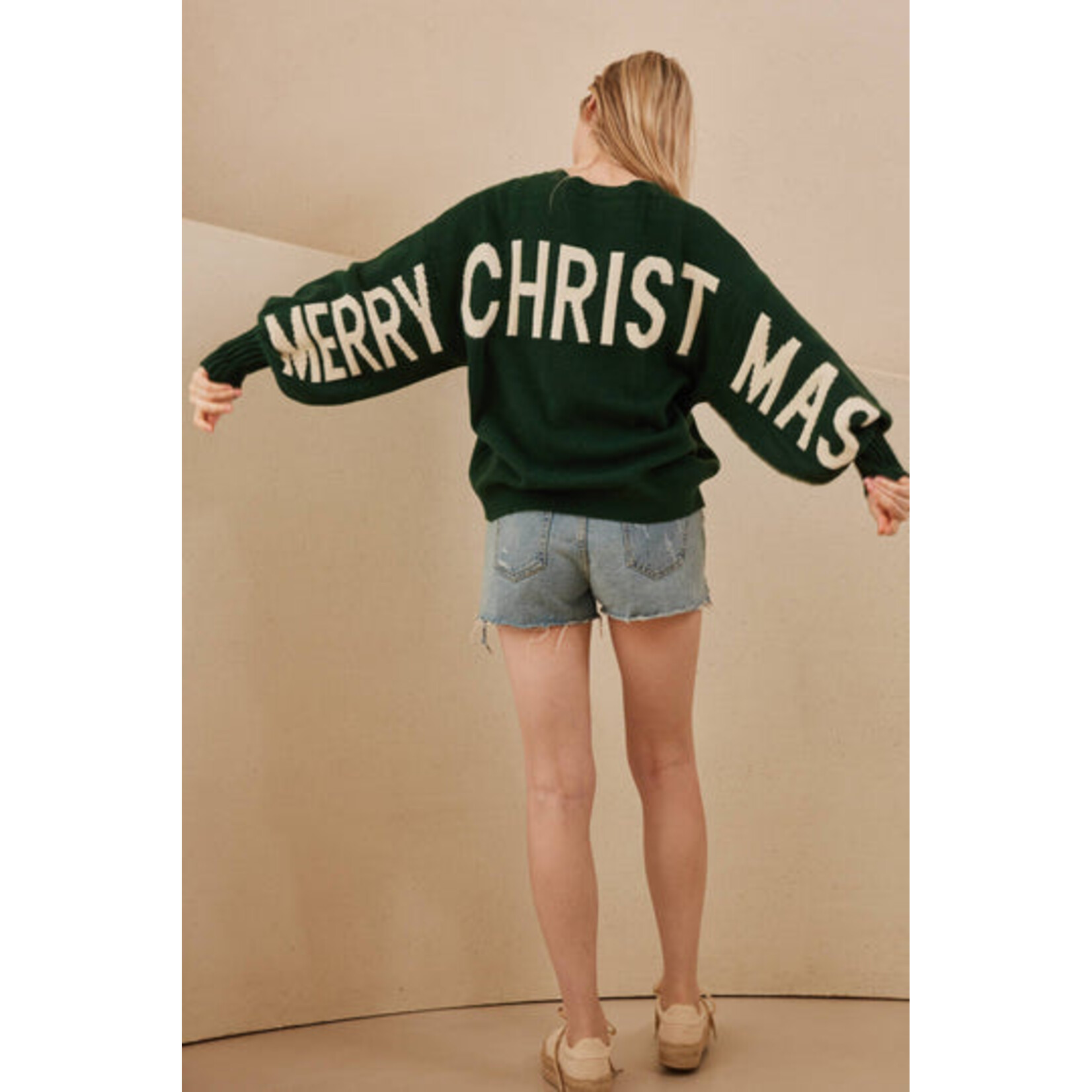 mello. green MERRY CHRISTMAS sweater