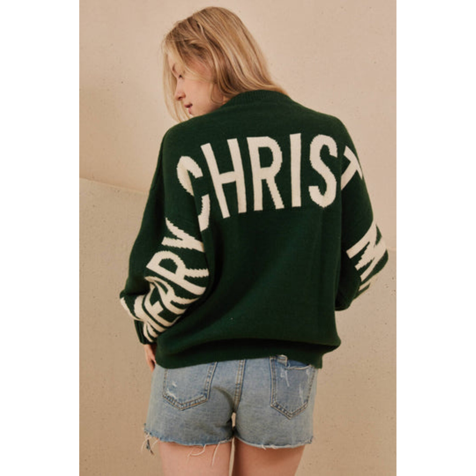 mello. green MERRY CHRISTMAS sweater