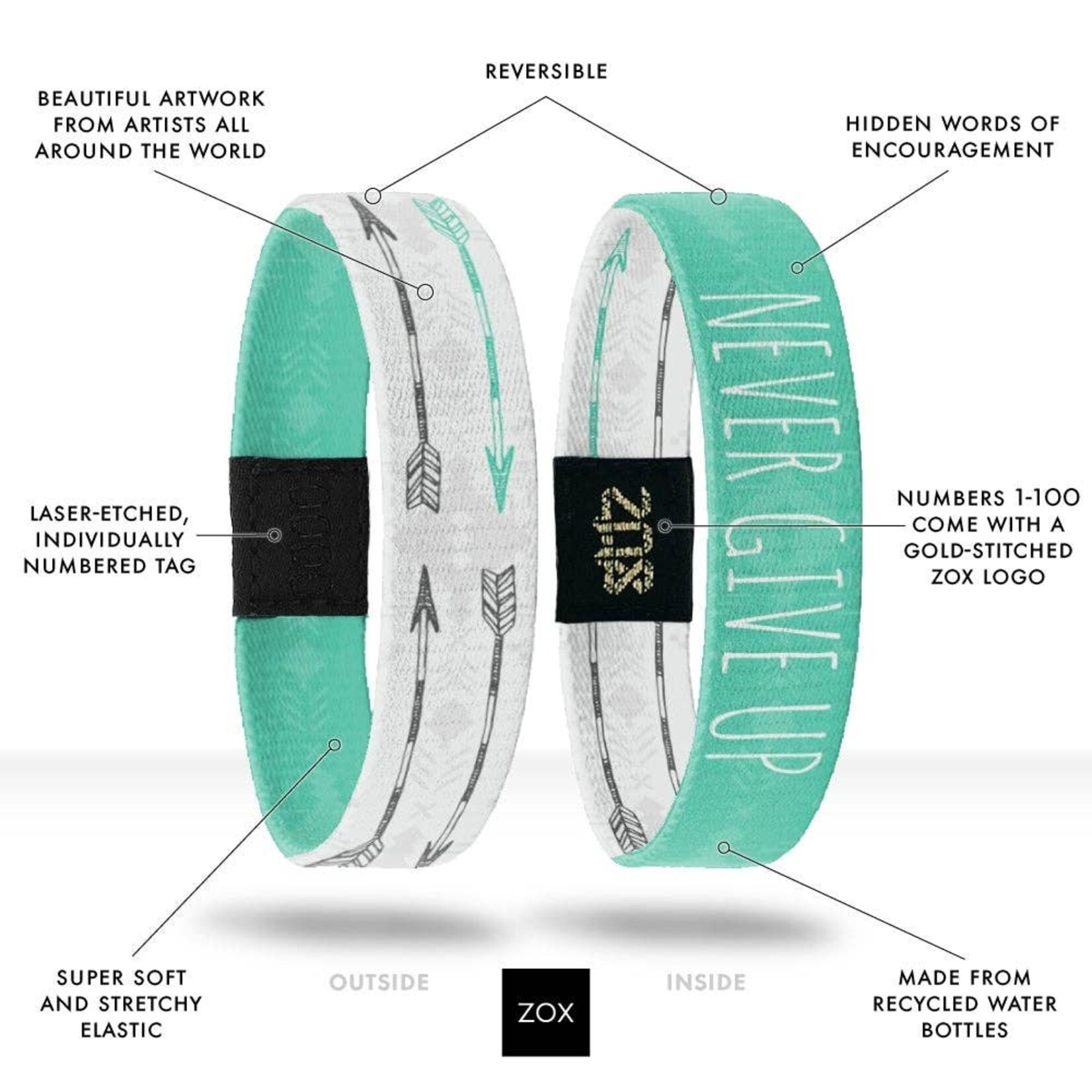 zox NEVER GIVE UP  interactive bracelet