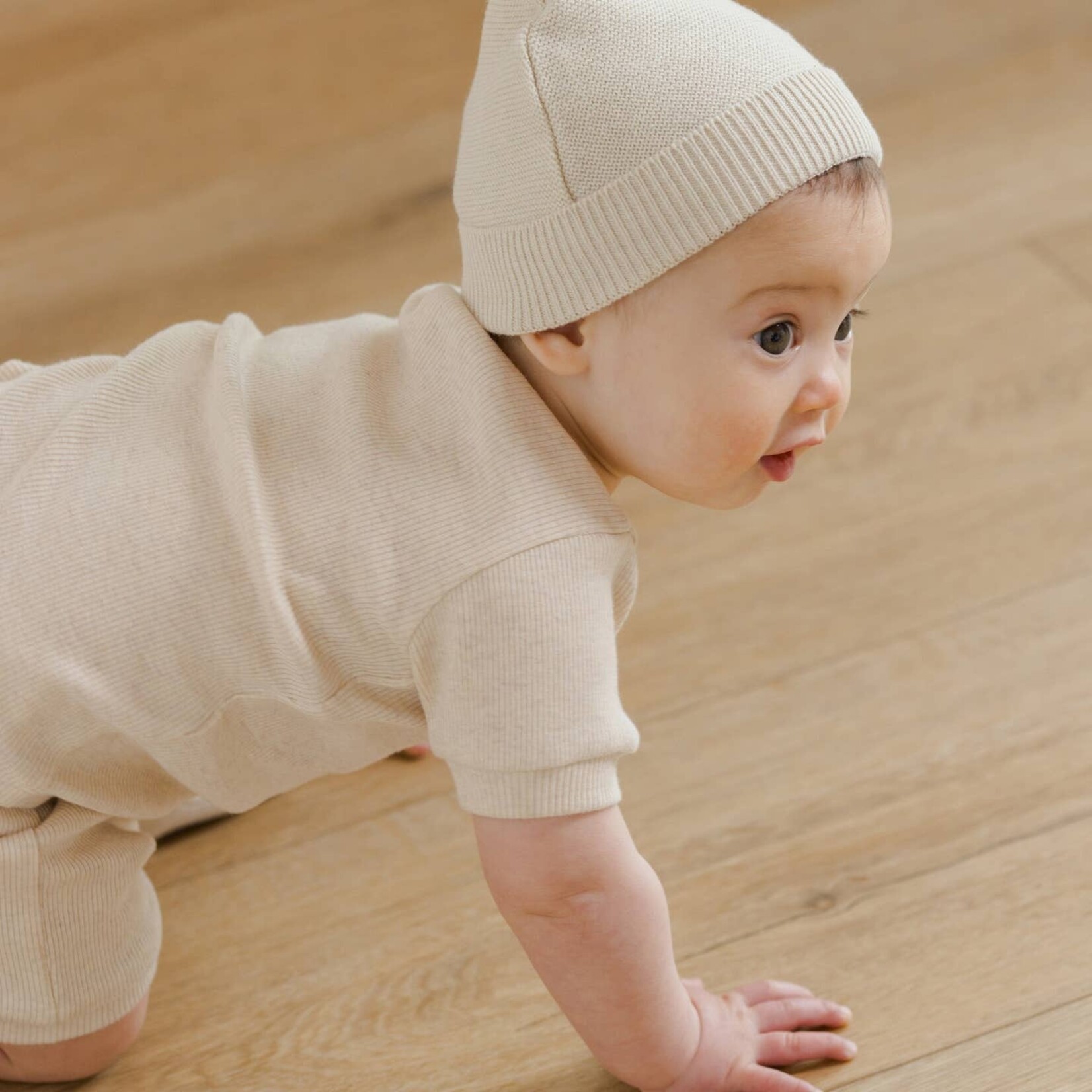 quincy mae heathered natural knit beanie