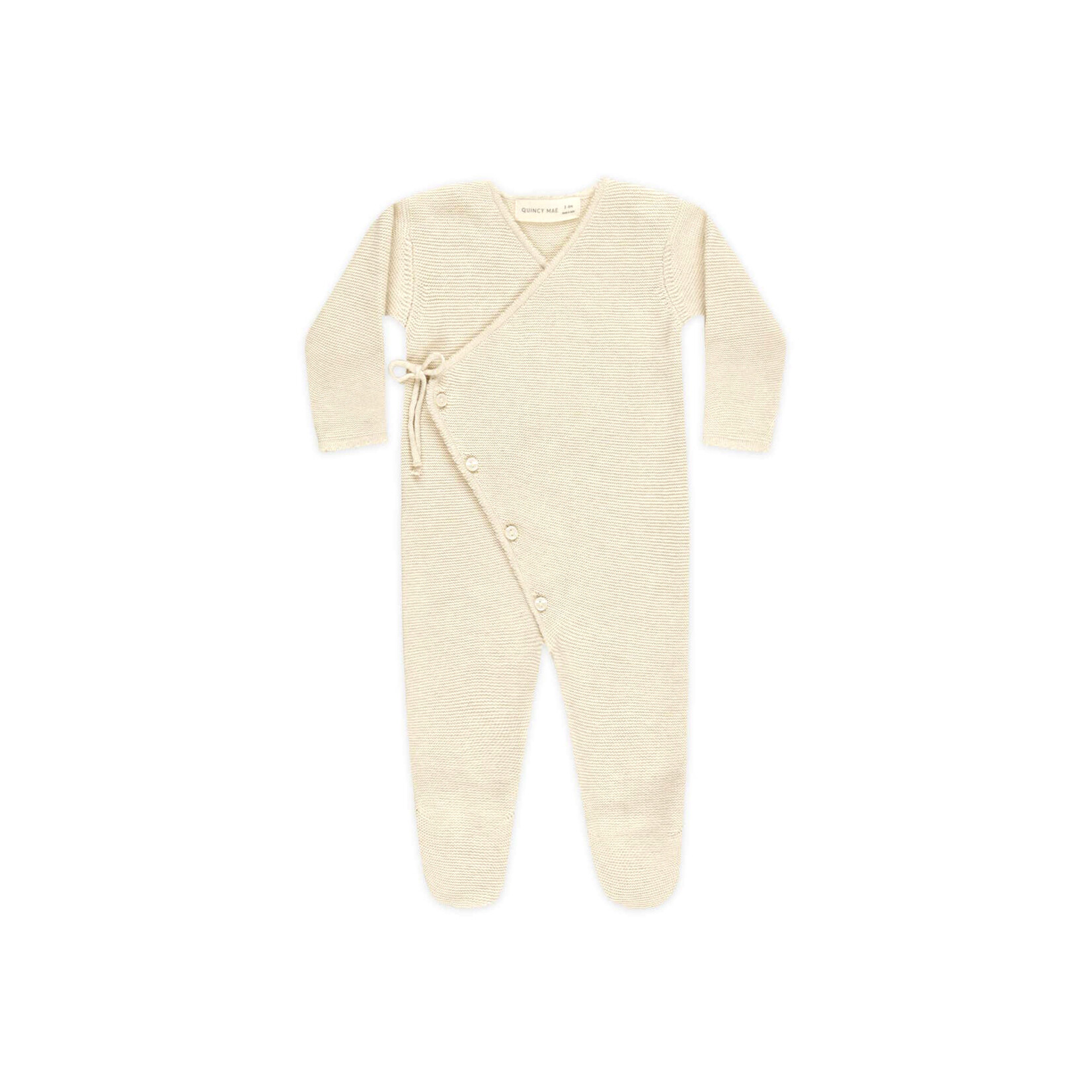 quincy mae heathered oatmeal knit wrap footie