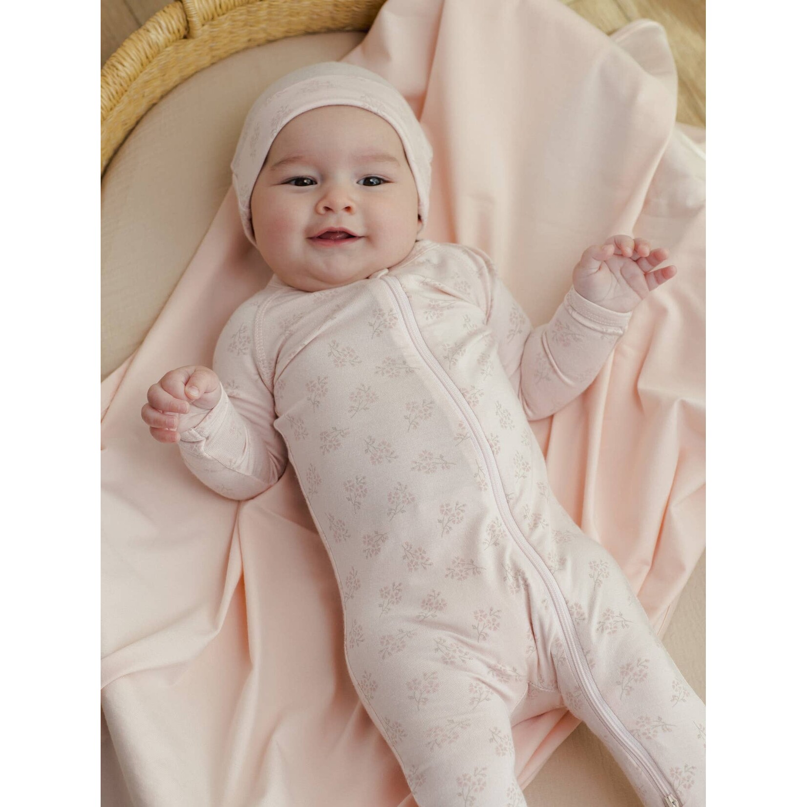 quincy mae pink floral PREEMIE footie