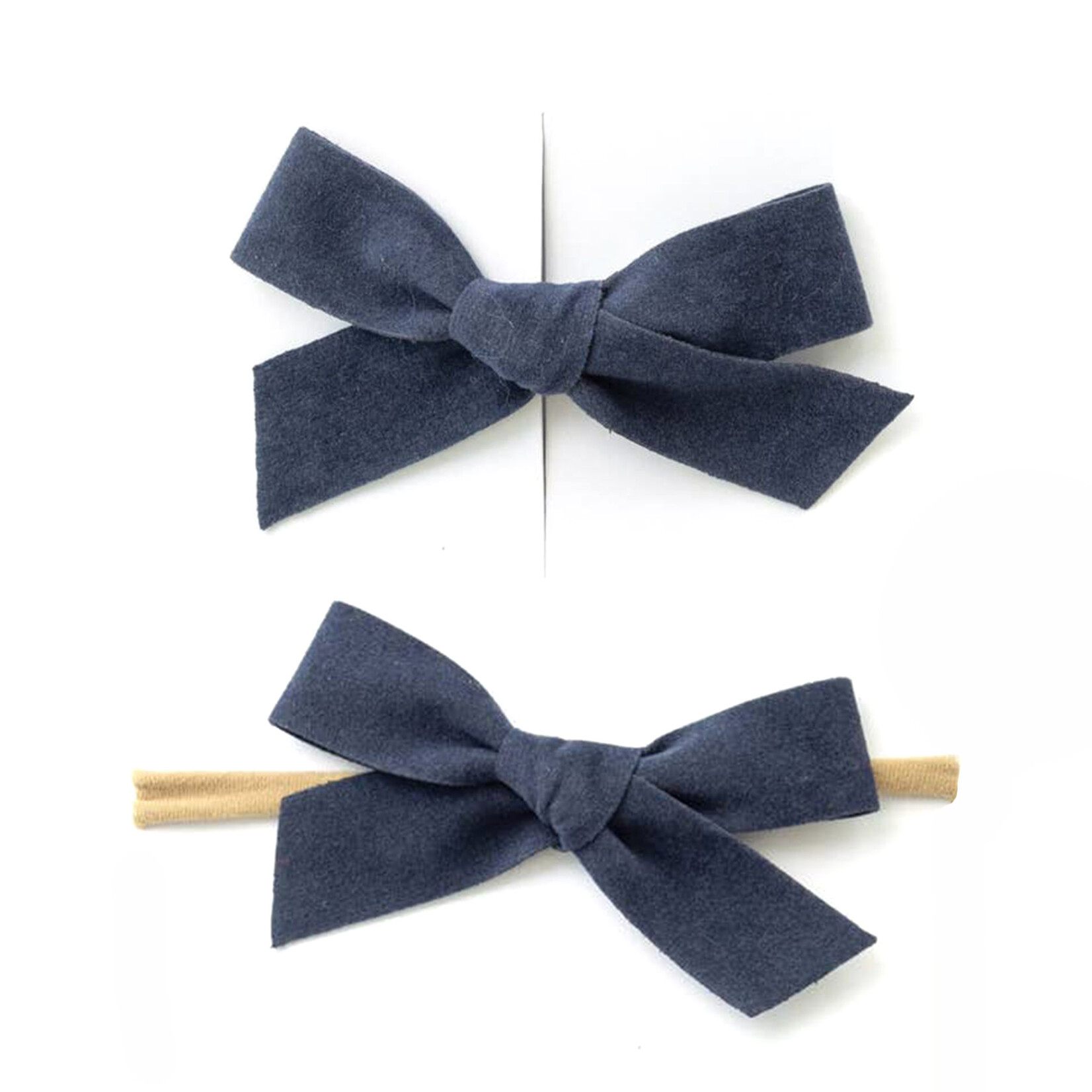 little poppy co navy linen bow