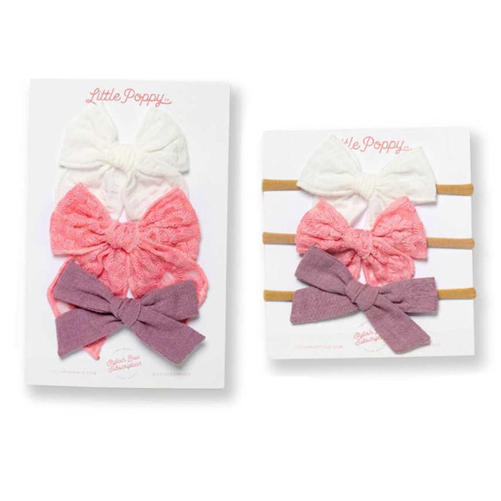 little poppy co pink lace bow set