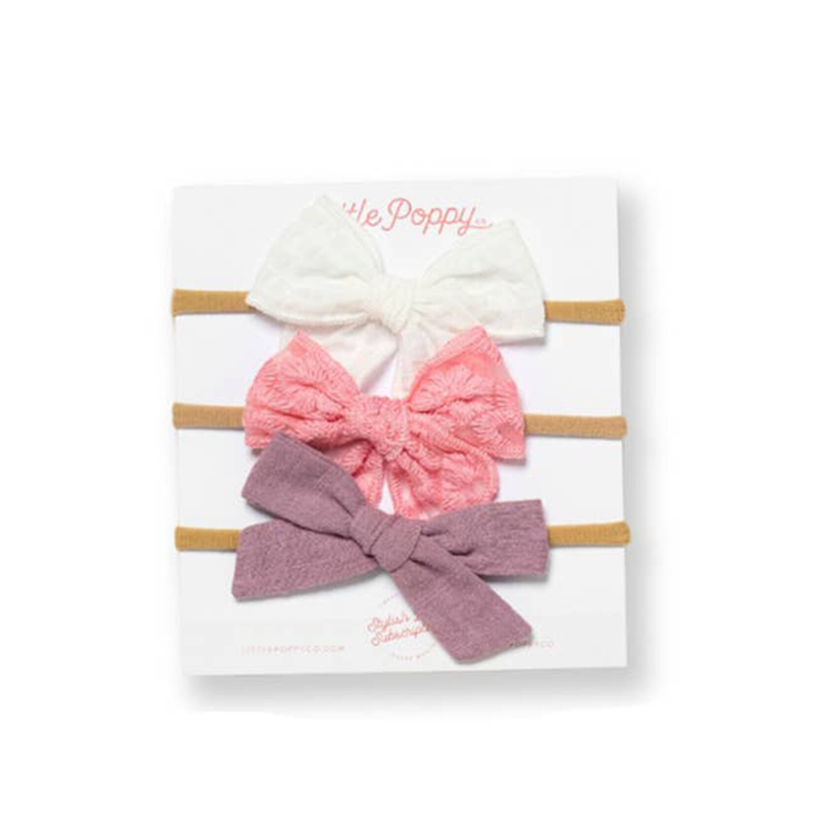 little poppy co pink lace bow set