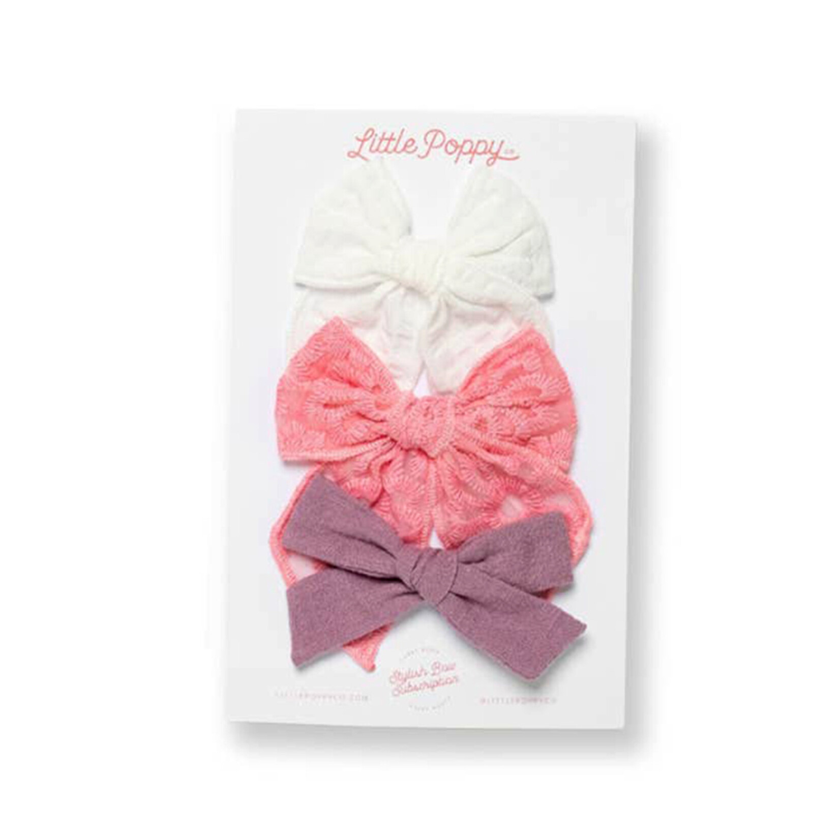 little poppy co pink lace bow set