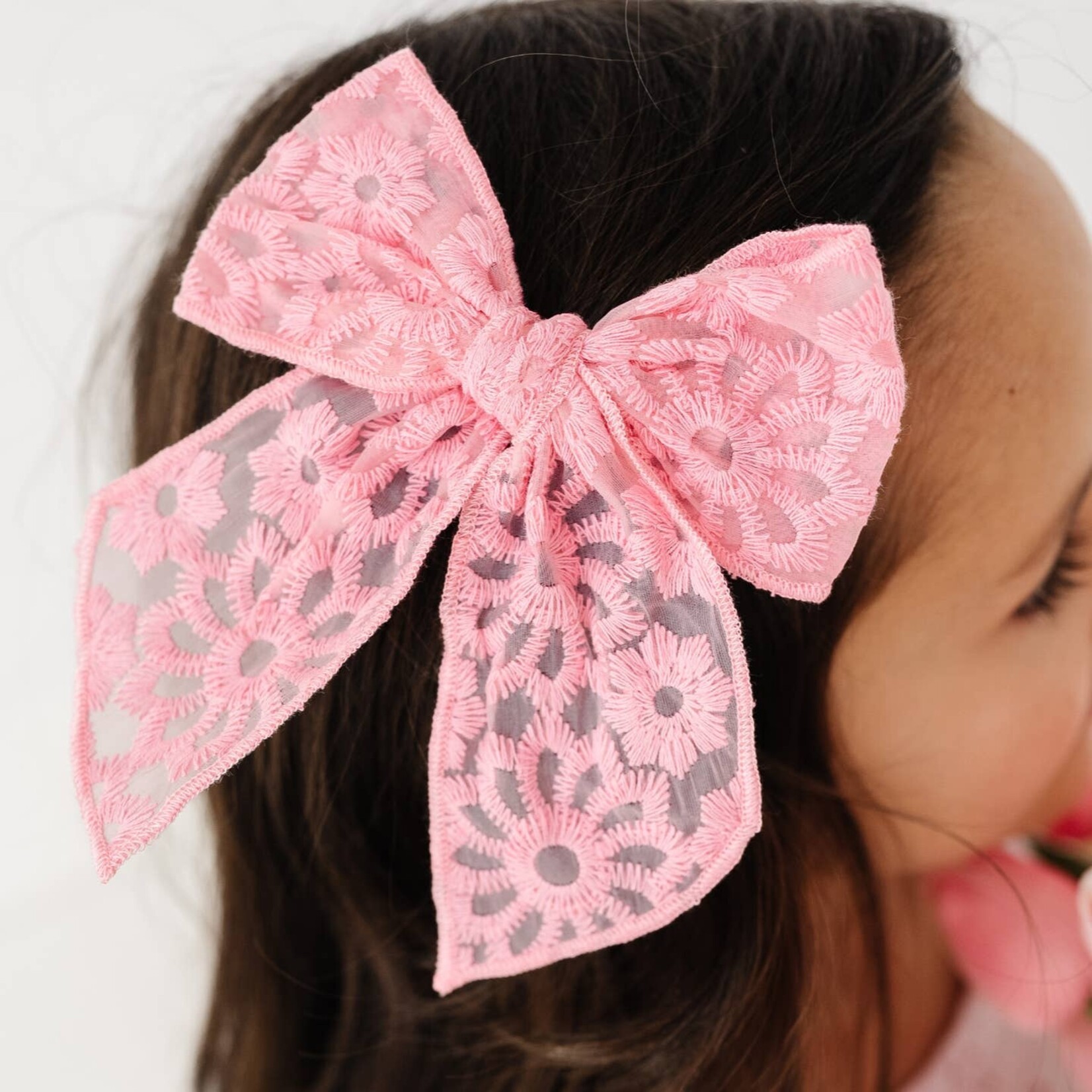 little poppy co pink lace bow set