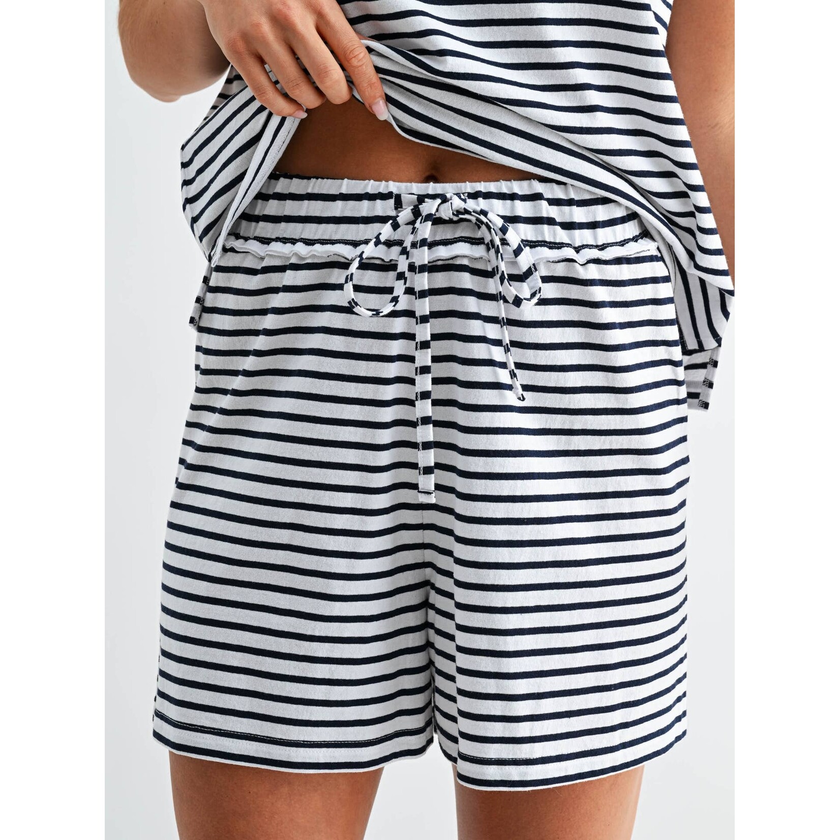 mono b navy stripe set