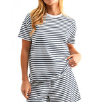 mono b navy stripe set