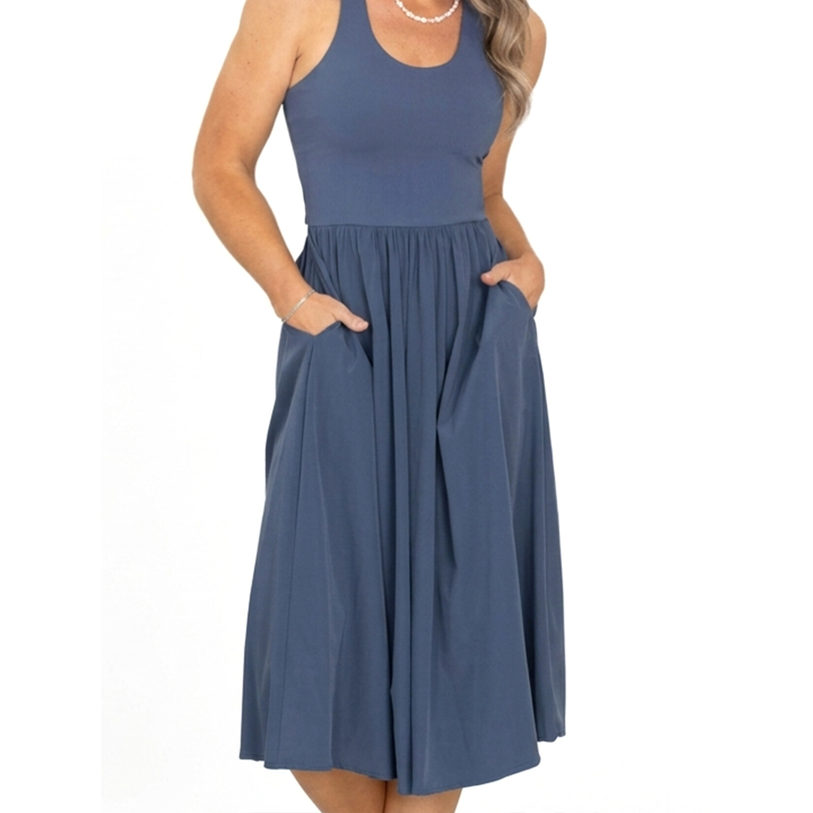 mono b navy tank dress