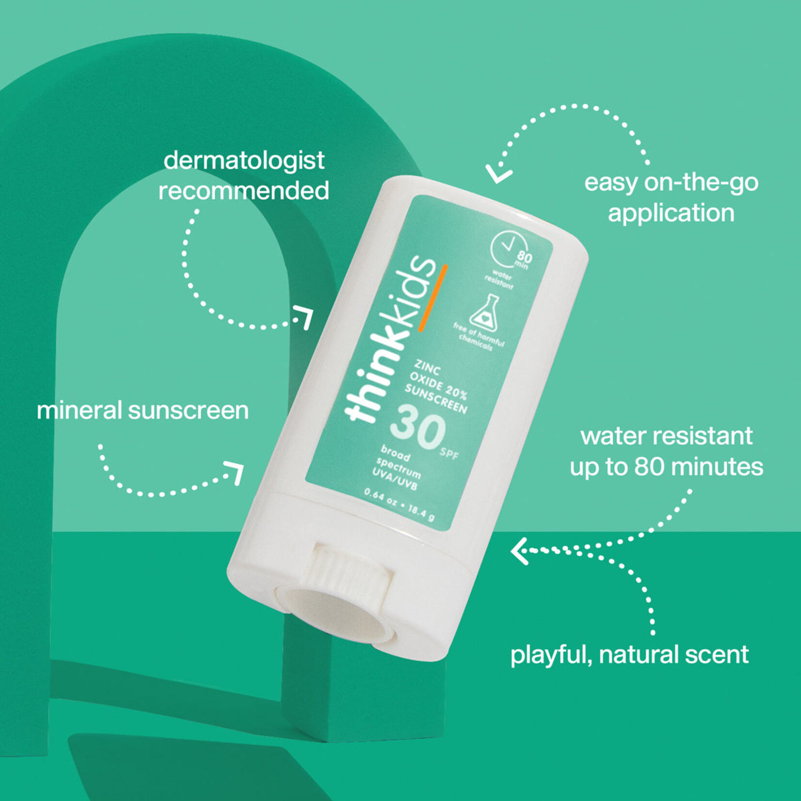 think kids zinc oxide sunscreen stick SPF 30