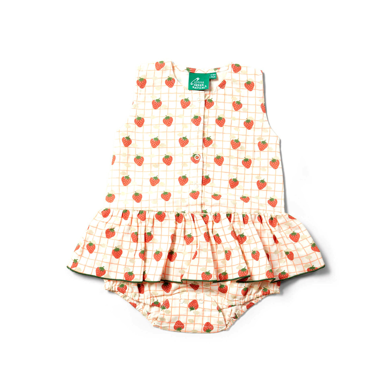 little green radicals strawberry ruffle romper